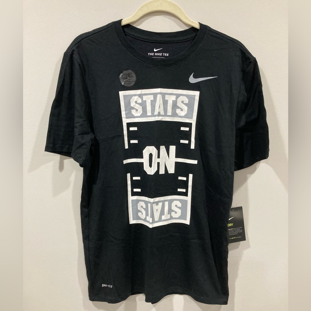 NWT Stats and Stats Nike Black T-Shirt Medium Dri-Fit